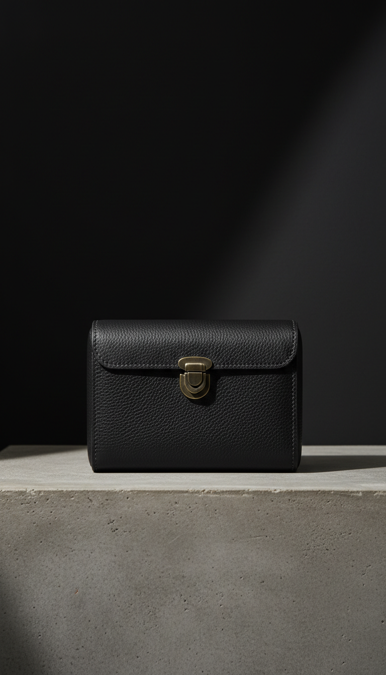 Estuche accesorio de cuero negro premium